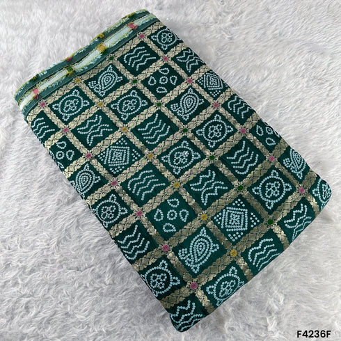 Zari Work Bandhani Print Dola Silk Fabric-F4236